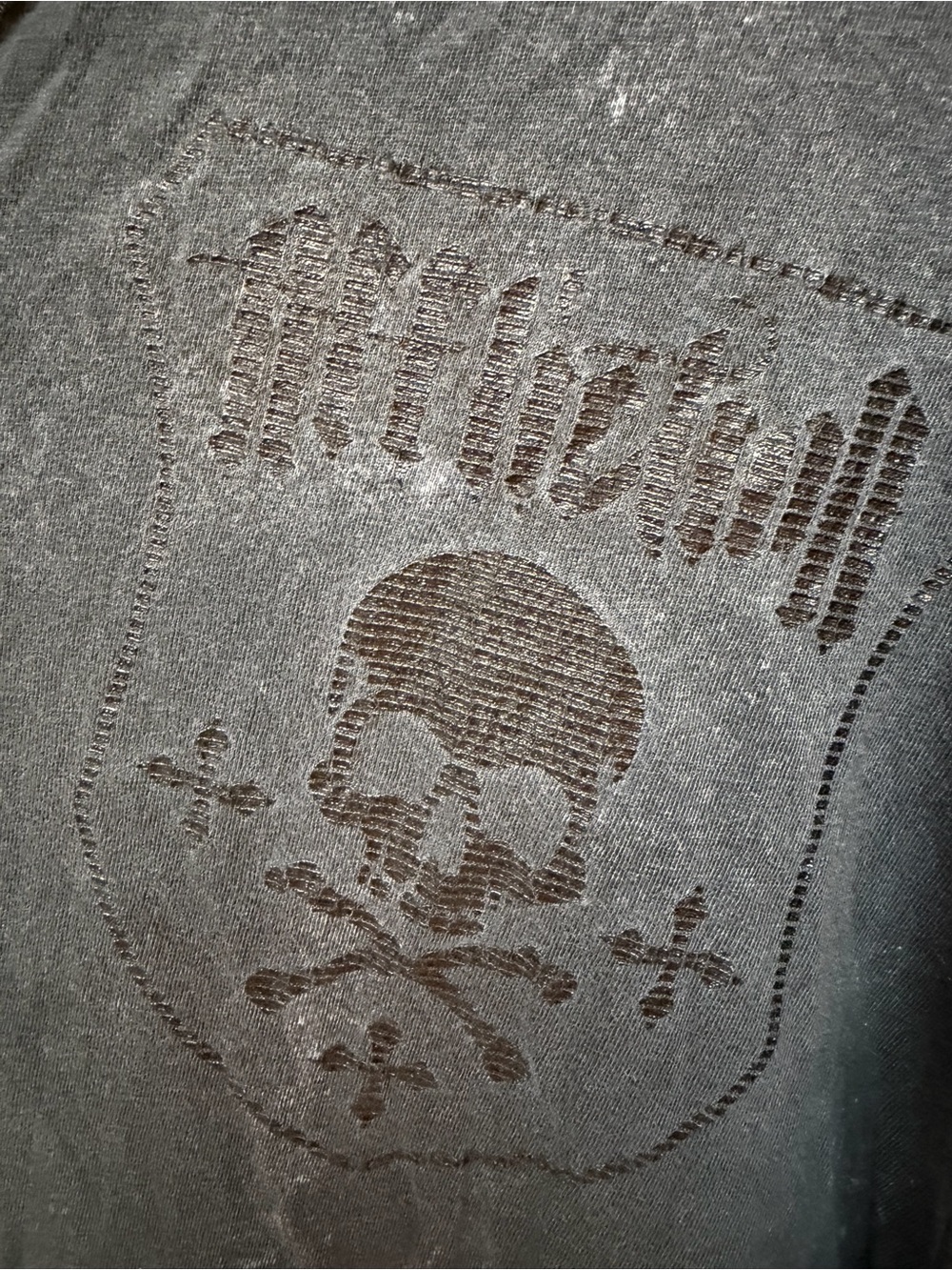 Affliction Distressed Black Skull Shield Tee